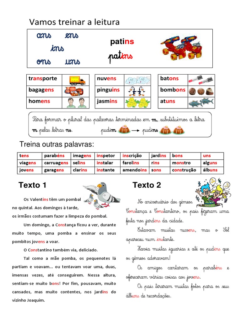Ensinando o plural das palavras terminadas em m através de exemplos | PDF