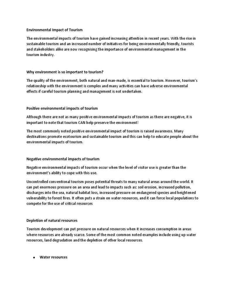 Environmental Impact of Tourism | PDF | Tourism | Environmental Degradation
