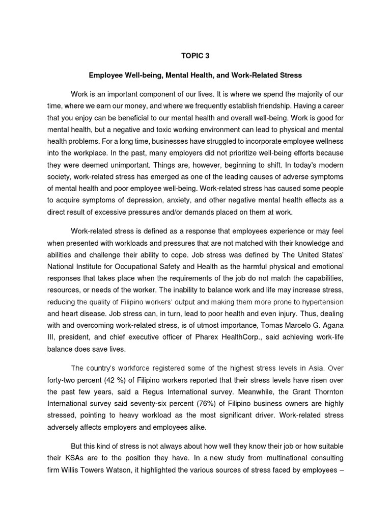 Employee Well-being and Work Stress Insights | PDF | Occupational ...