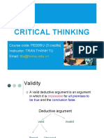 Critical Thinking: Course Code: PE008IU (3 Credits) Instructor: TRAN THANH TU Email