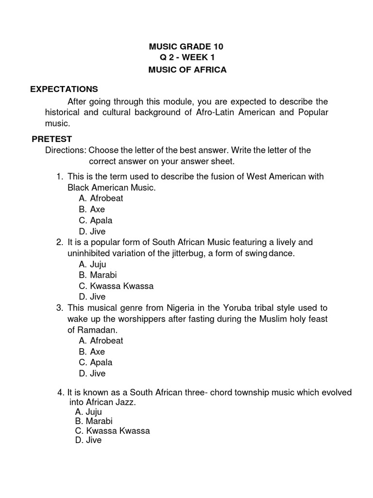 African Music Overview for Grade 10 | PDF | Musical Instruments ...