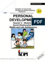 Personal Development: Quarter 2 - Module 3: Social Relationship in Middle and Late Adolescence