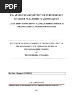 Examining Reasons For Poor Performance of Grade 7 Learners in Mathematics