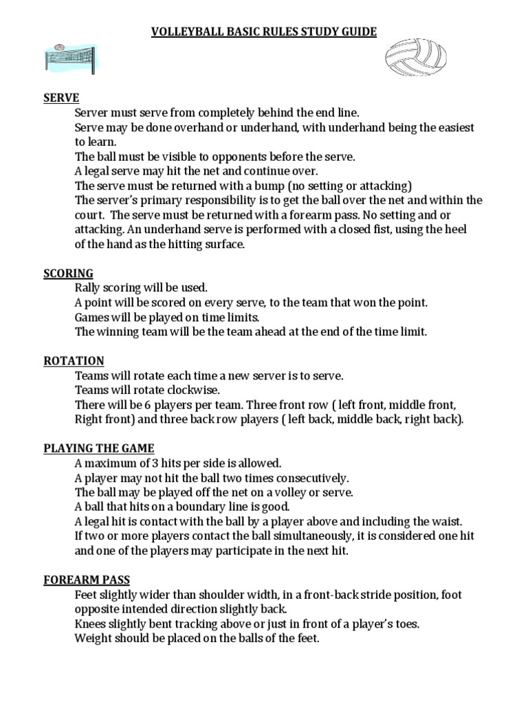 Volleyball Basic Rules Study Guide PDF Volleyball Team Sports
