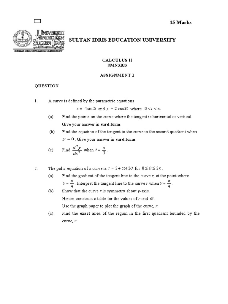 Assignment 1 Semester 2 A211 | PDF | Tangent | Curve