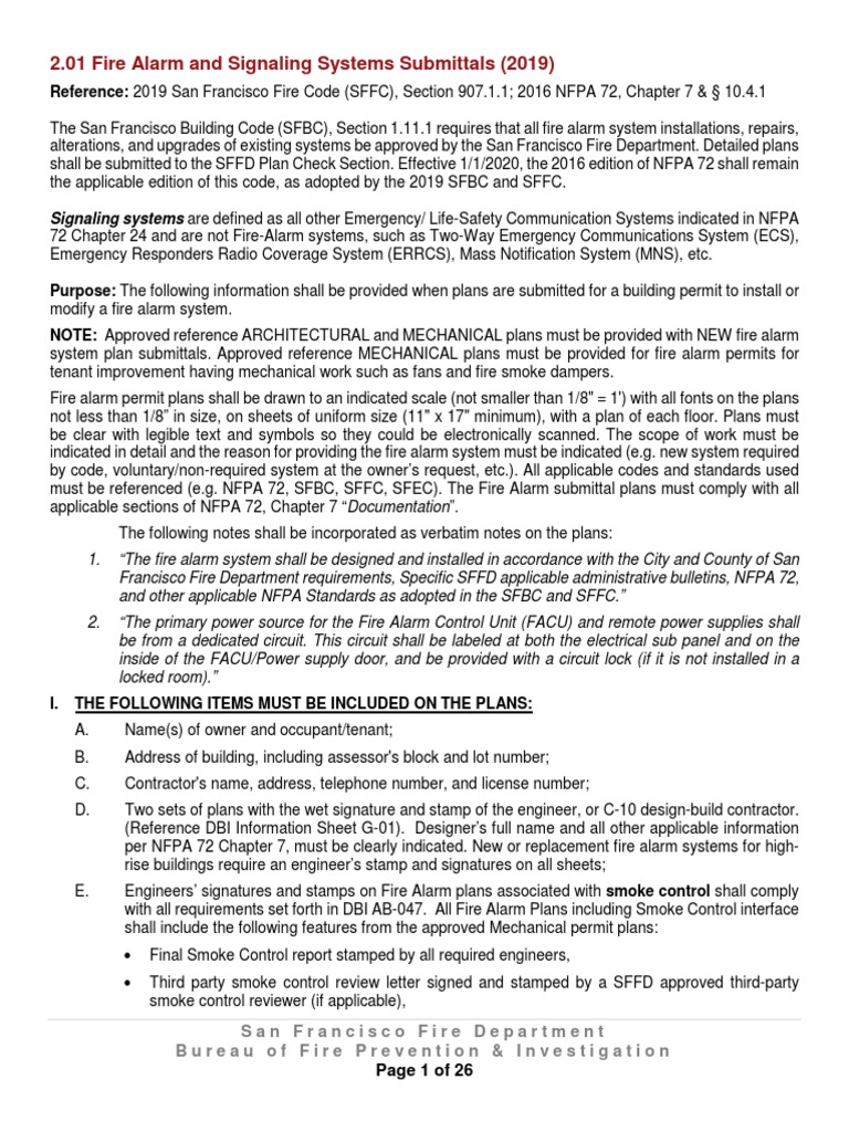 San Francisco Fire Alarm System Guidelines | PDF | Elevator | Fire ...