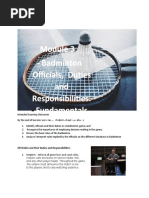 Badminton Officials, Duties and Responsibilities. Fundamentals and Basic Skills