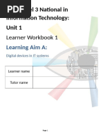 BTEC Level 3 National in Information Technology: Unit 1: Learner Workbook 1