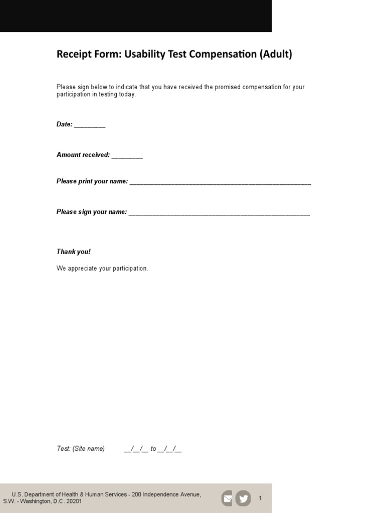 Usability Test Compensation Receipt Form | PDF | Career & Growth ...