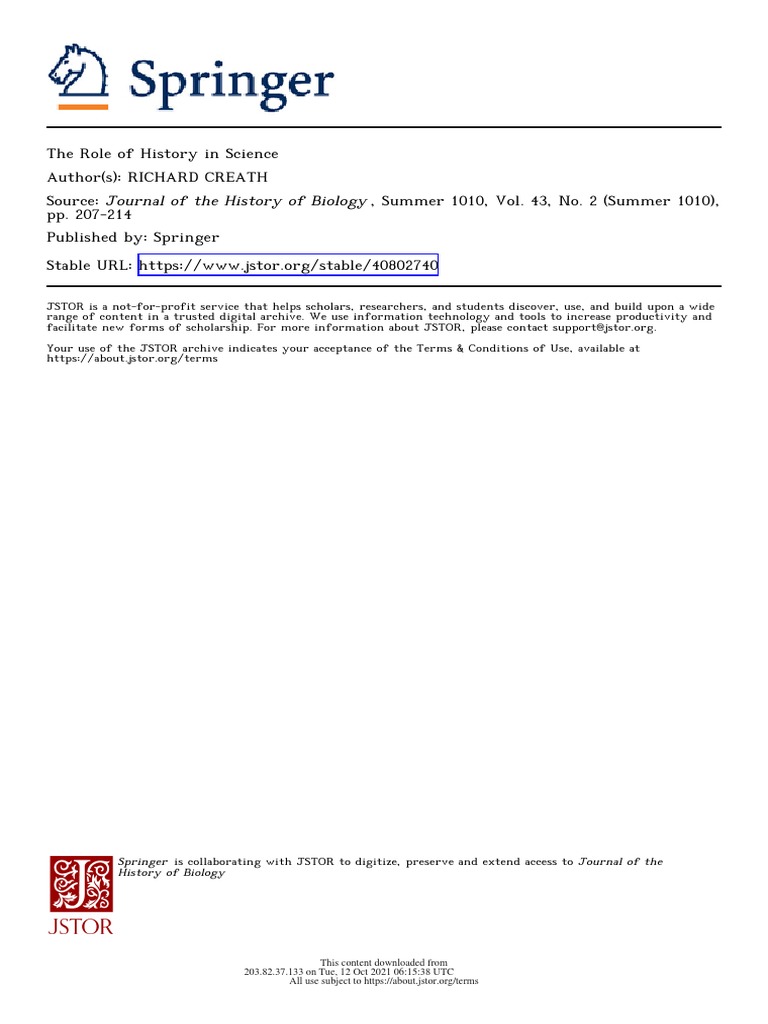 The Role of History in Science | PDF | Science | Theory