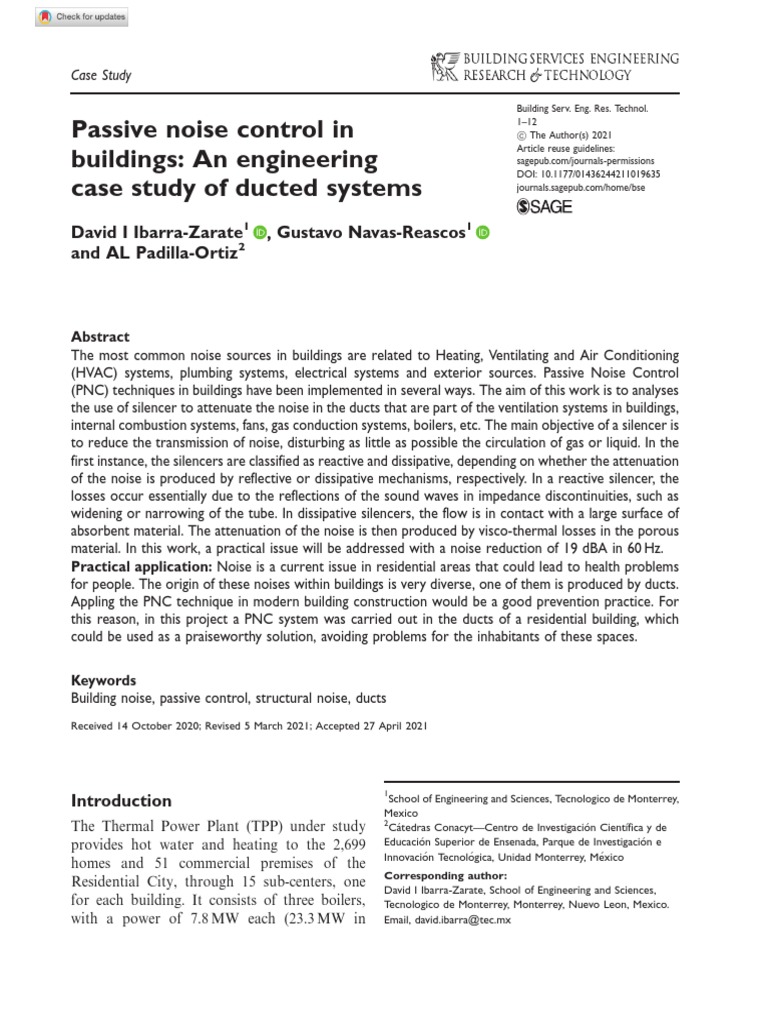 Passive Noise Control in Building Ducts | PDF | Electronic Filter | Noise