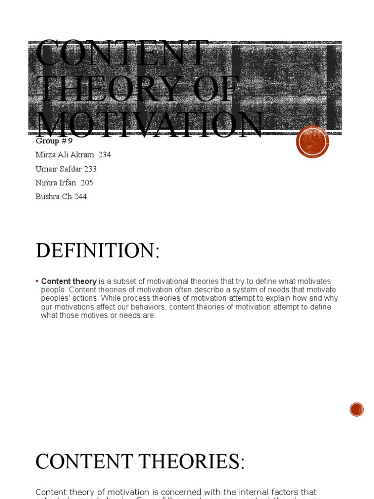 Content Theory of Motivation | Download Free PDF | Motivation