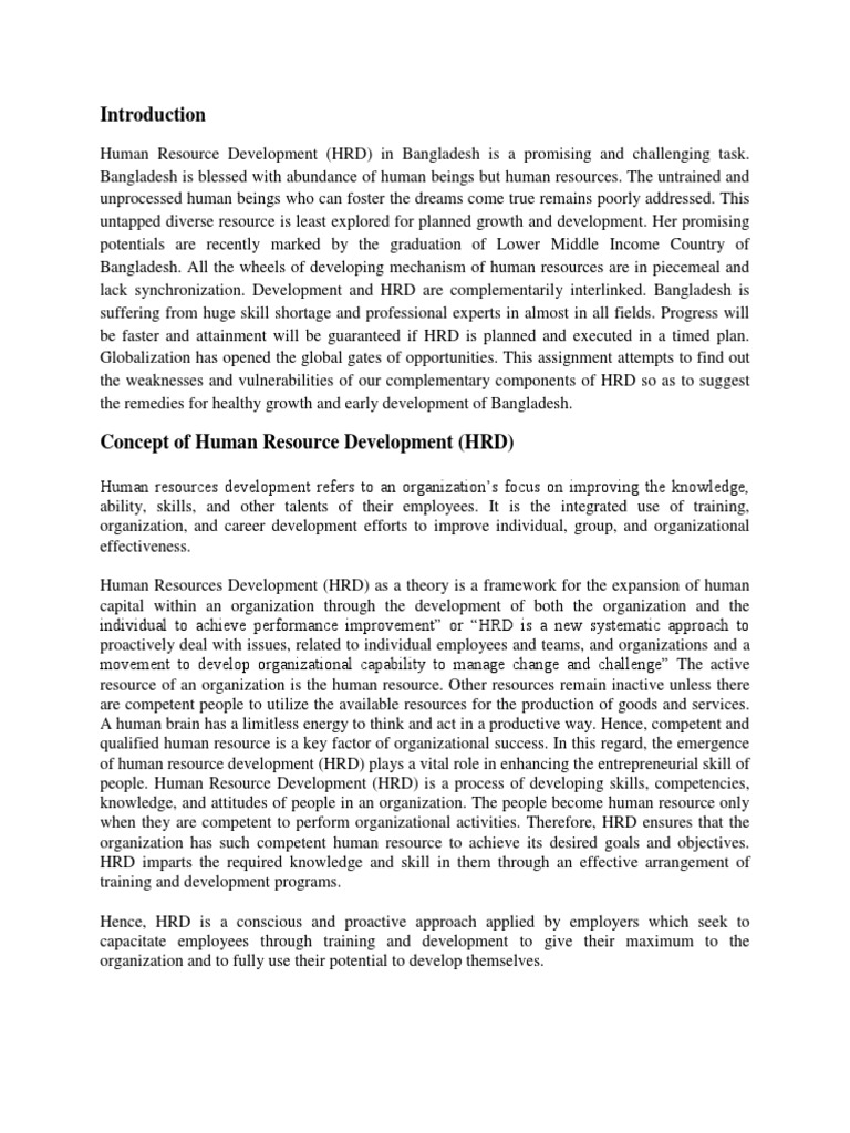 Human Resource Development in Bangladesh | PDF | Human Resources ...
