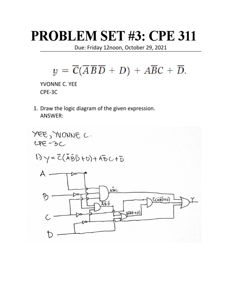 Problem Set #3: Cpe 311: Due: Friday 12noon, October 29, 2021 | PDF