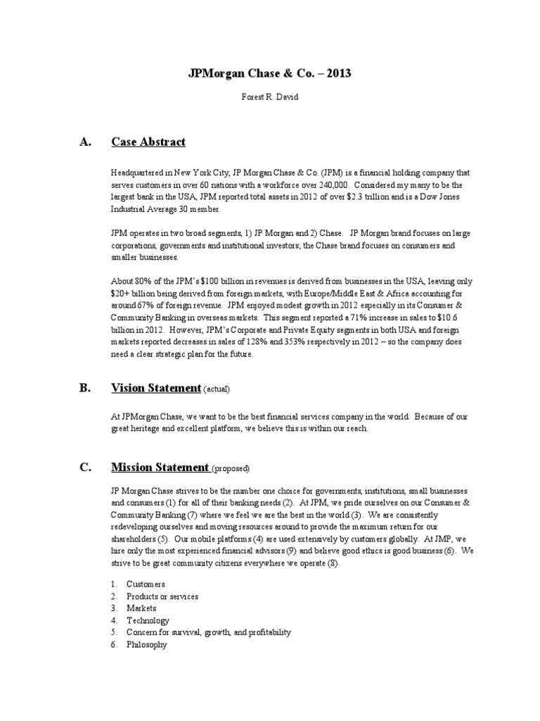 JPMorgan Chase: 2013 Overview & Strategy | PDF | Jp Morgan Chase | Banks