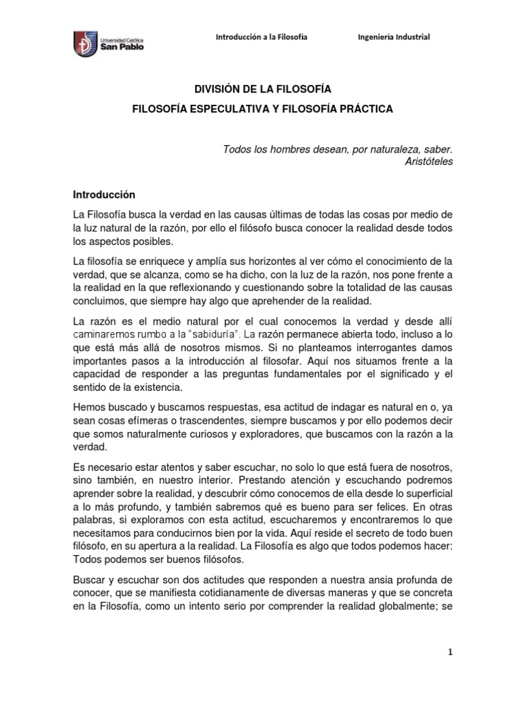 Sesión 3 División De La Filosofía Pdf Conocimiento Verdad