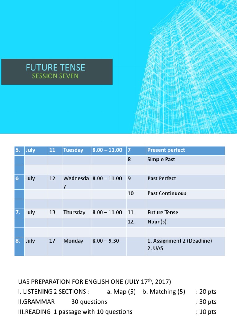 Future Tense: Session Seven | PDF | Grammatical Tense | Linguistics