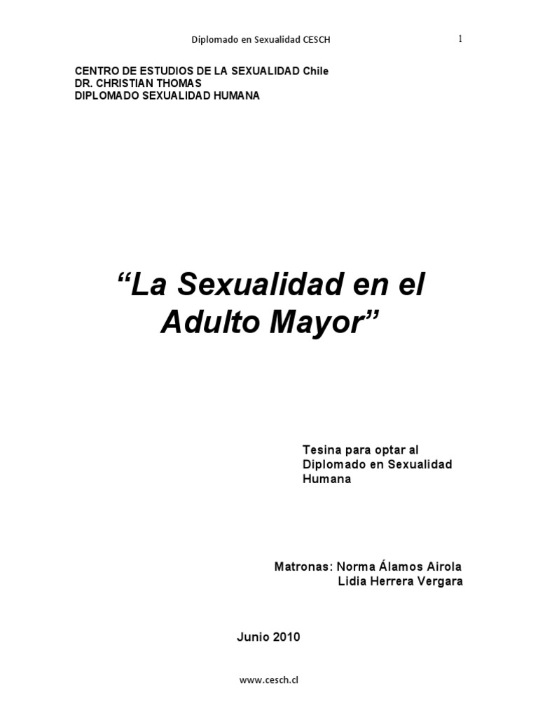 Sexualidad en el Adulto Mayor: Estudio CESCH | PDF | Vejez | La ...