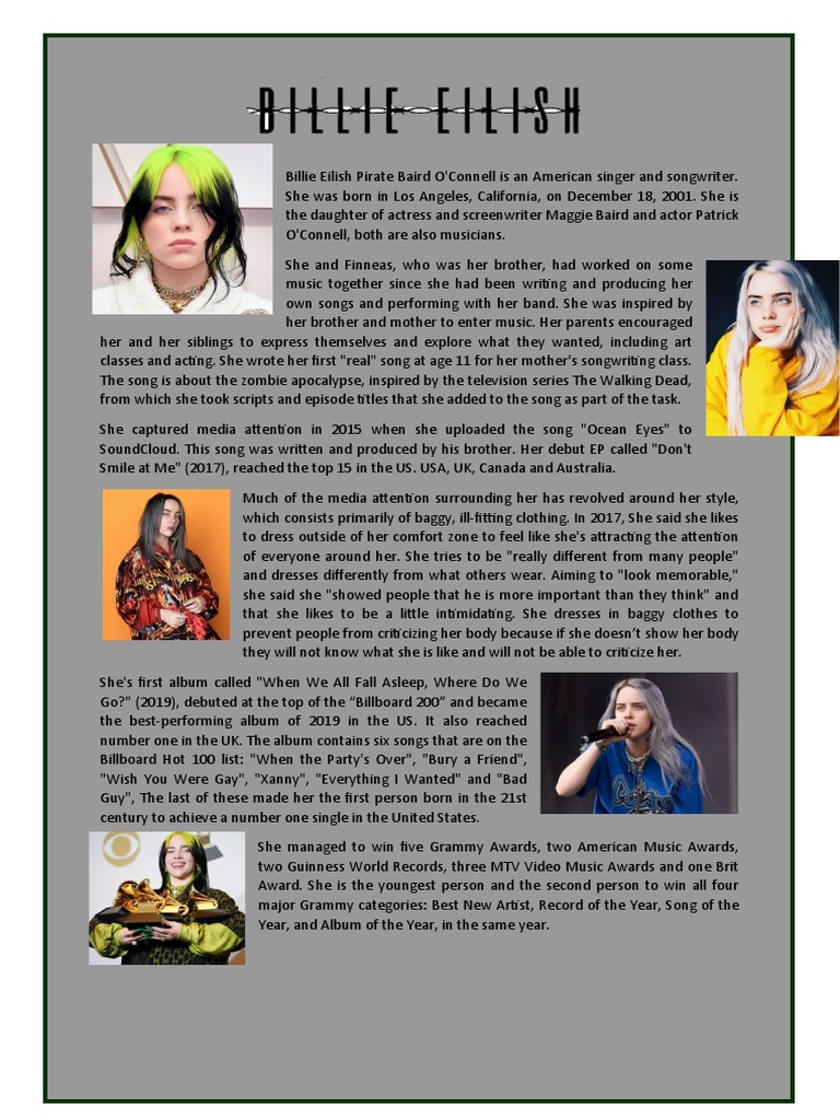 Biography (Billie Eilish) | PDF | Music Industry | Pop Music