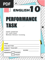 English 10 Performance Task