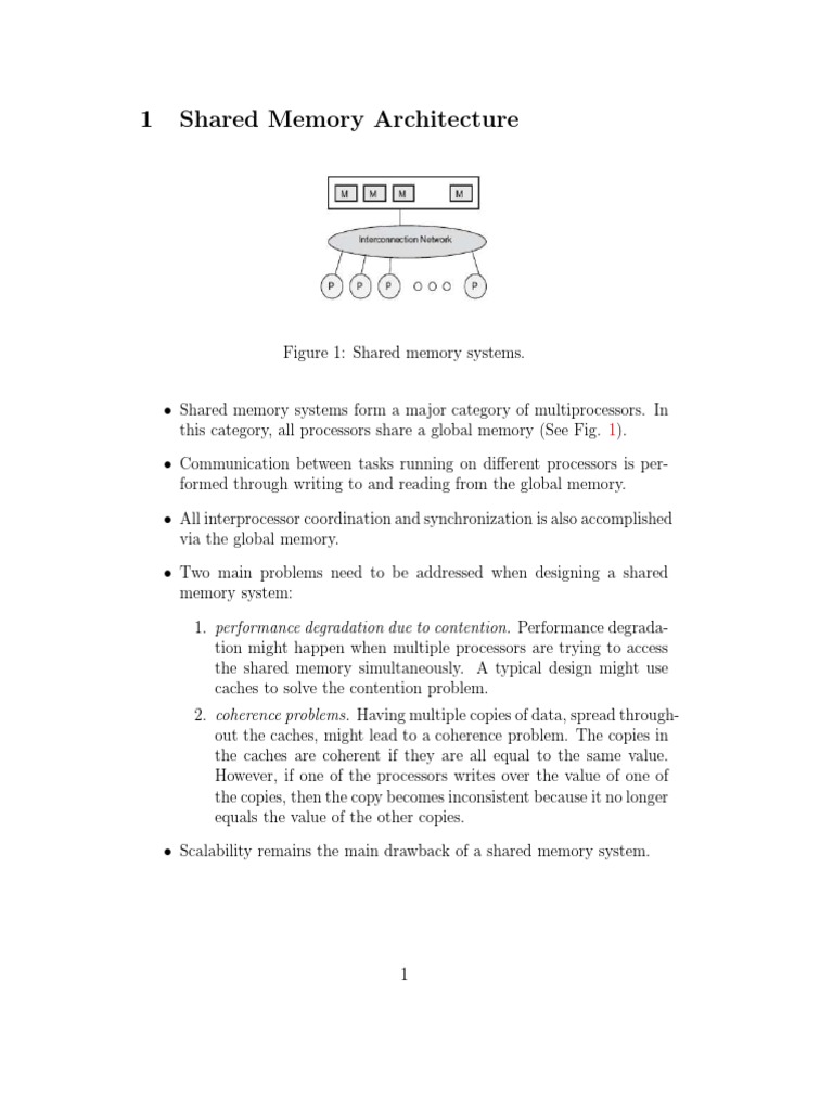 1 Shared Memory Architecture PDF Cache Process