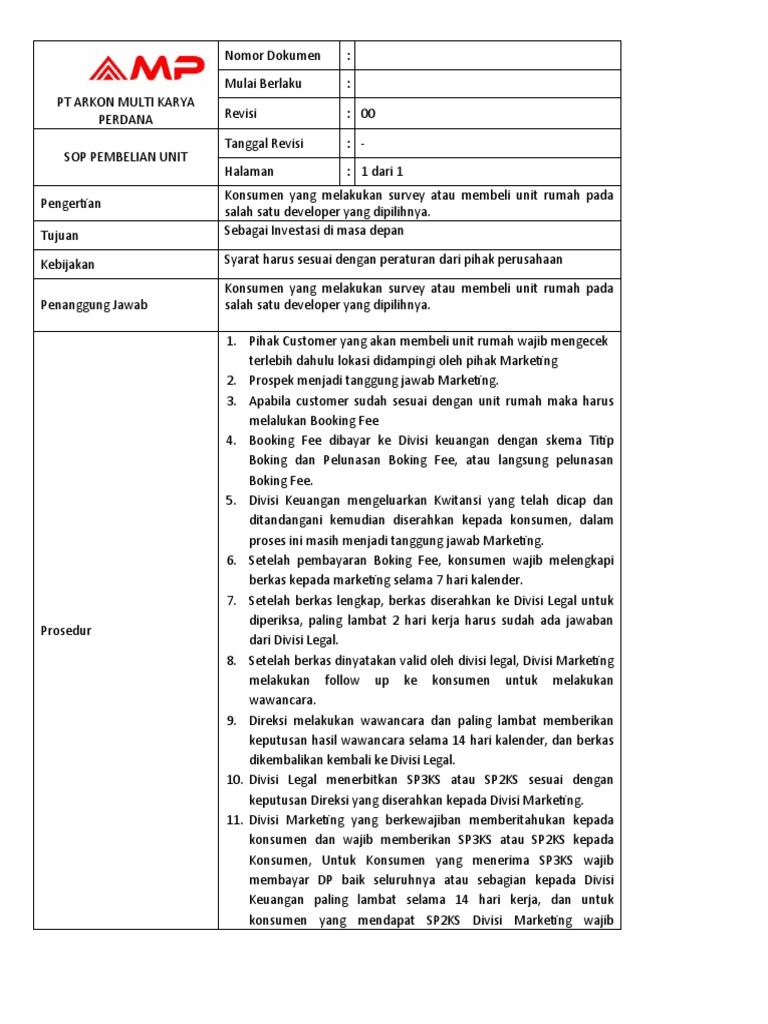 Sop Pembelian Unit Cash&kredit | PDF