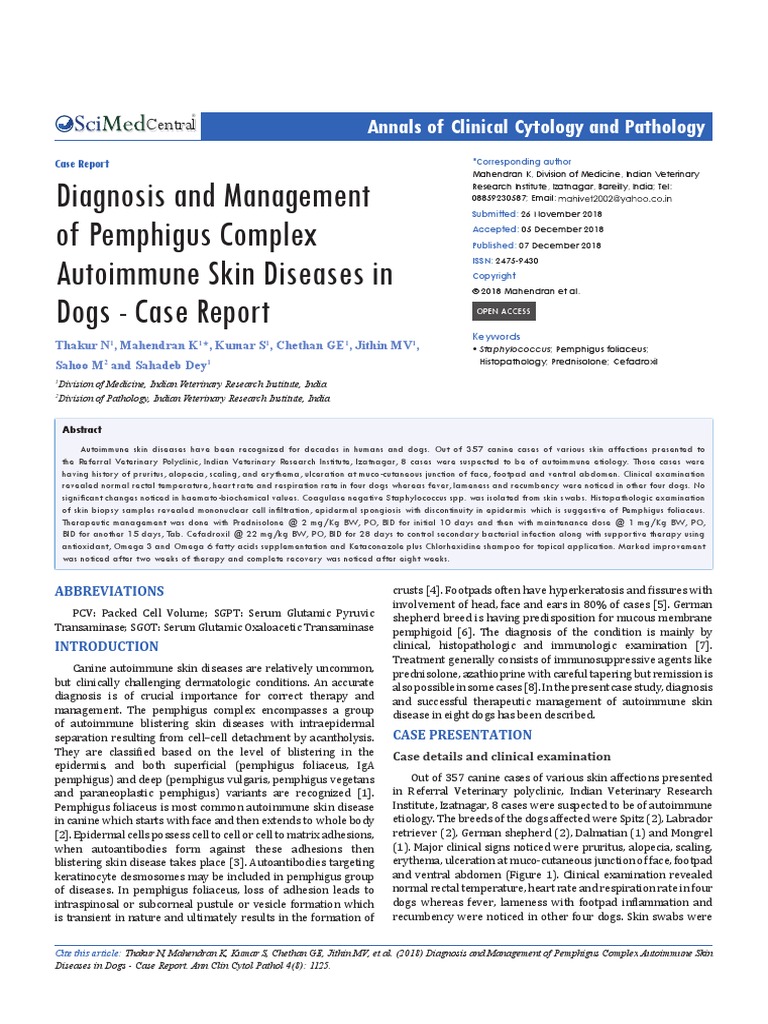 Diagnosis And Management Of Pemphigus Complex Autoimmune Skin Diseases