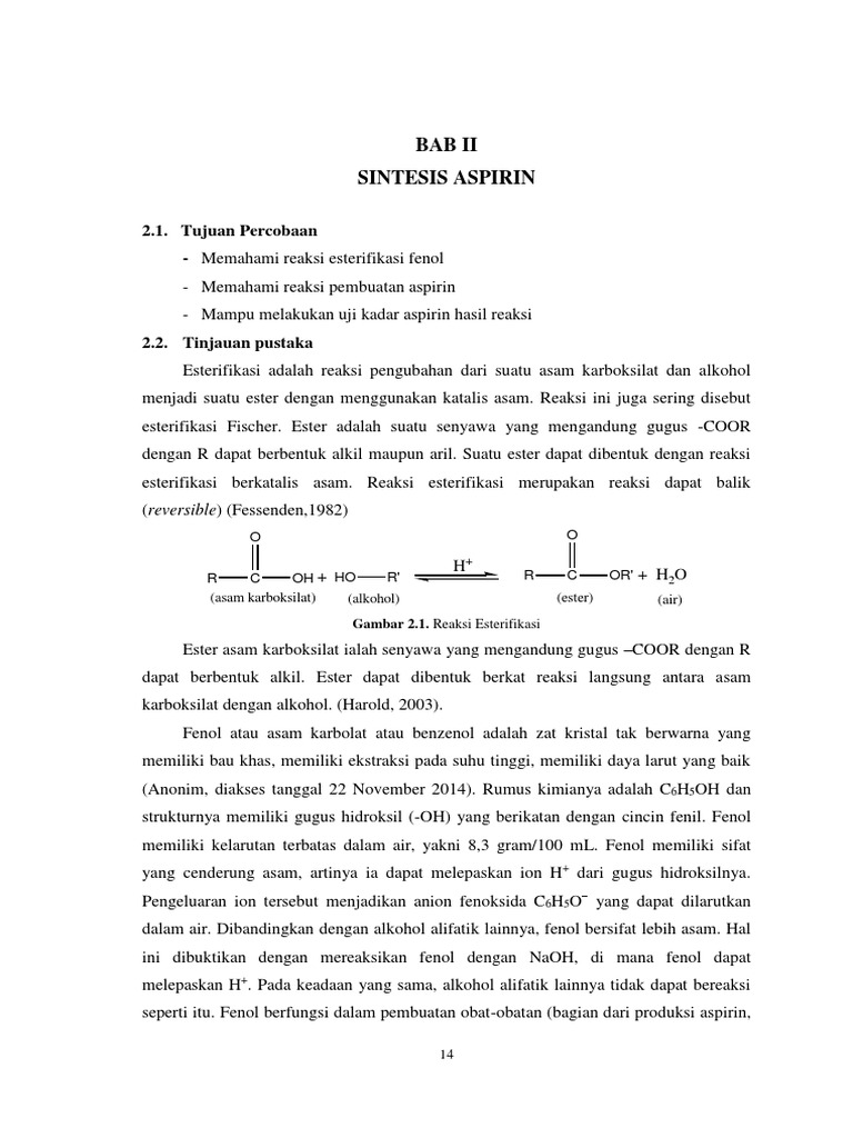 Bab Ii Sintesis Aspirin PDF