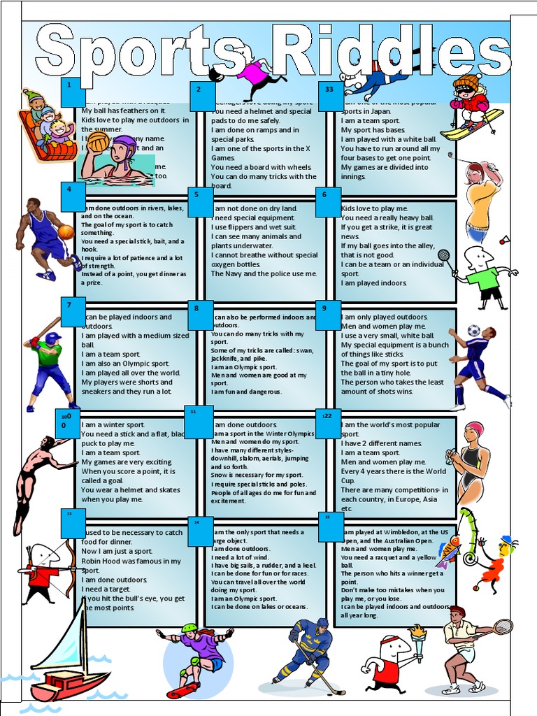 Sports Riddles Fun Activities Games Games Icebreakers Oneonone Ac ...