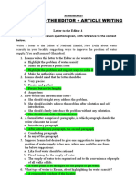 XII ANSWER KEY - LETTER TO THE EDITOR+ ARTICLE WRITING - MCQs