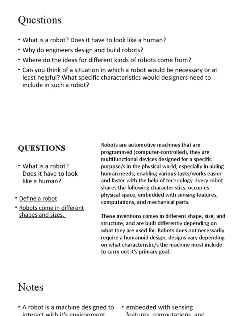 The Role and Importance of Robots Answering Questions About Their