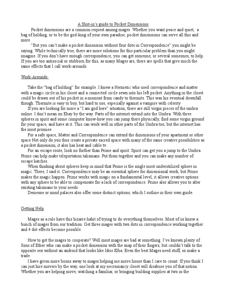 Guide To Pocket Dimensions | PDF