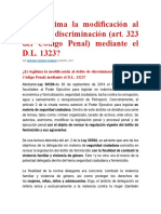 Es legítima la modificación al delito de discriminación