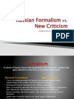 Russian Formalism New Criticism: Differences and Similarities