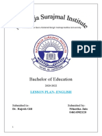 Bachelor of Education: Lesson Plan-English