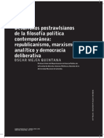 MEJÍA Q.,O. Desarrollos postrawlsianos de la filosofia política contemporánea