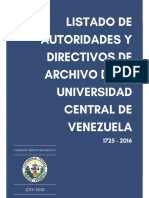 Listado de Autoridades y Directivos de Archivo de La Ucv 1725 2016