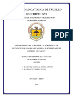 Universidad Catolica de Trujillo Benedicto Xvi: Facultad de Ingenieria Y Arquitectura Ingenieria de Minas