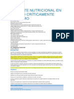 Soporte Nutricional en El Niño Críticamente Enfermo