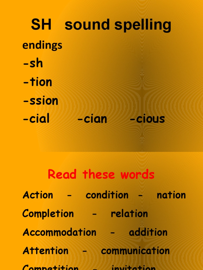 SH Sound Spelling and Word Endings | PDF