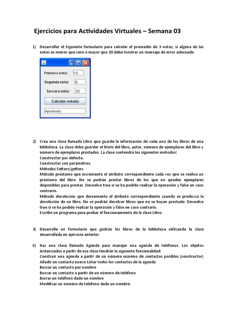 Ejercicios de Programación en Java | PDF | Programación | Constructor ...