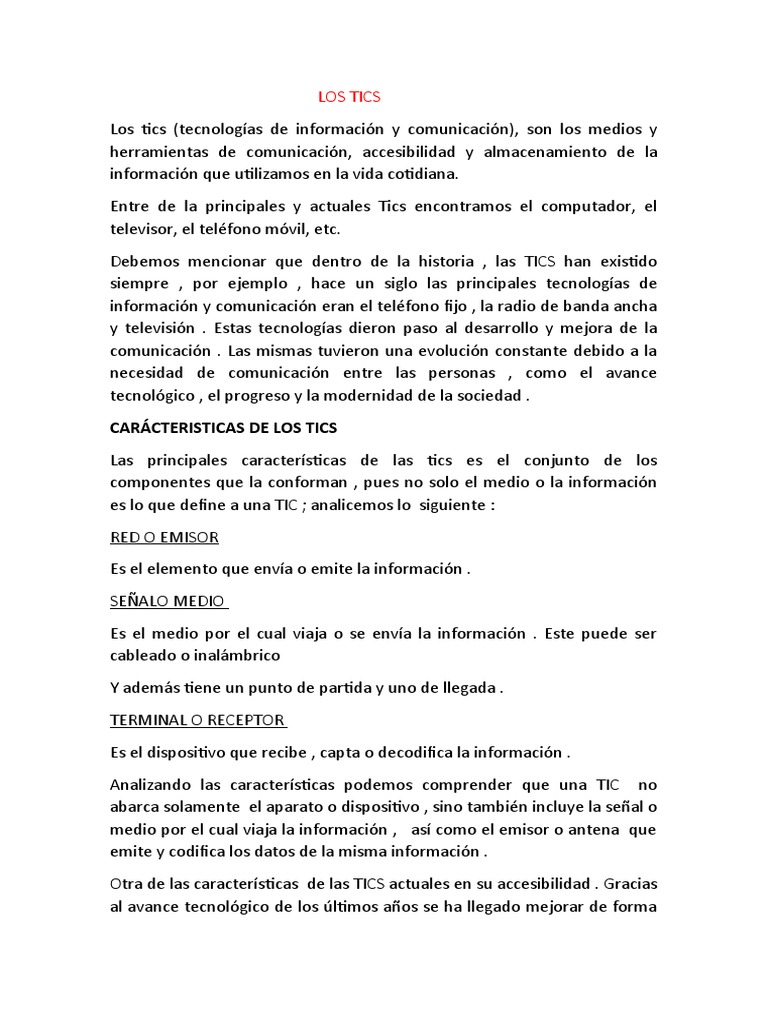 Los Tics | PDF | Tecnología de información y comunicaciones | Telefonía ...
