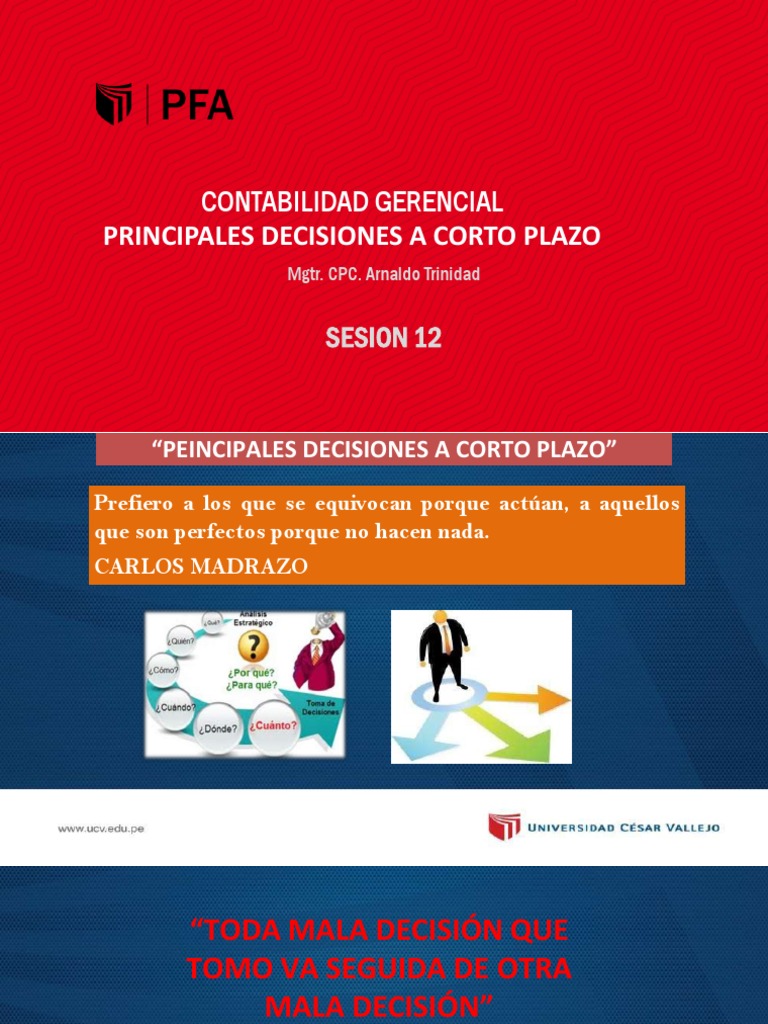 Sesion 12 Principales Decisiones A Corto Plazo | PDF | Capital de ...