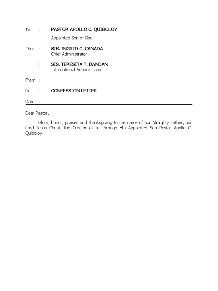 Confession Letter PDF