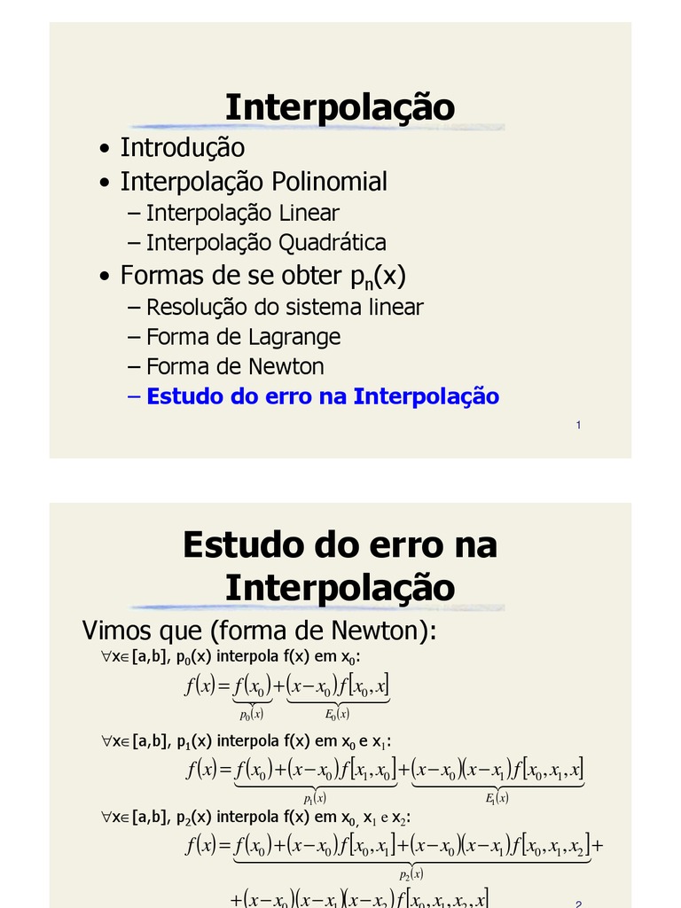 Interpolação e Erro: Guia Técnico | PDF | Análise numérica | Algoritmos