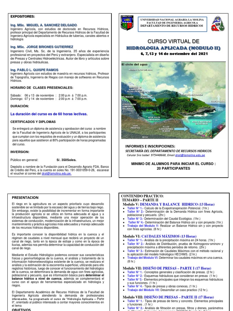Curso Avanzado de Hidrología Aplicada | PDF | Riego | Hidrología