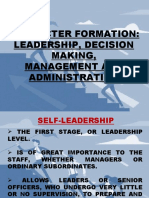 Character Formation: Leadership, Decision Making, Management and Administration