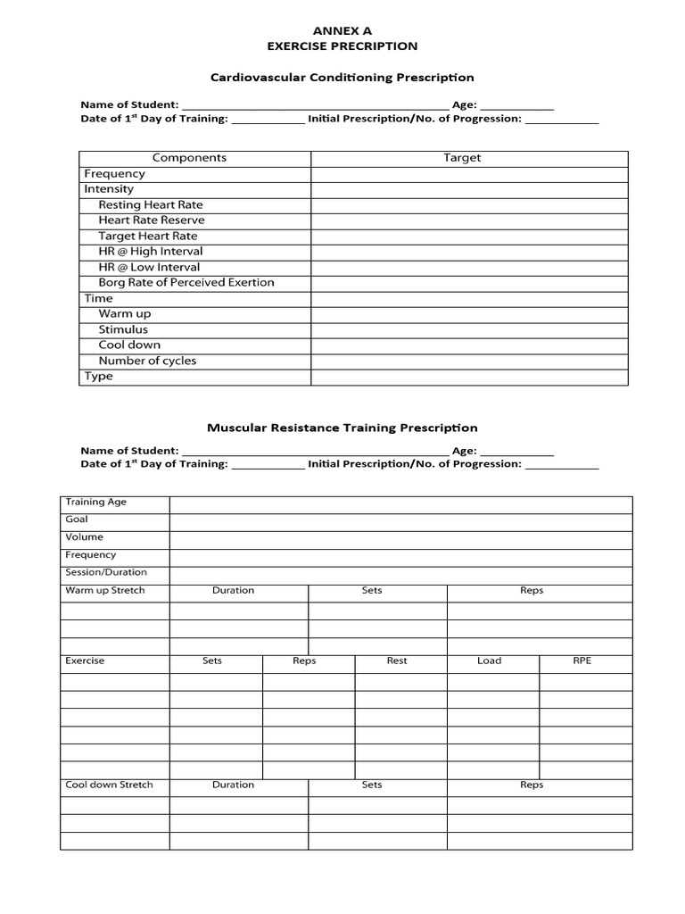 Exercise Prescription Guidelines | PDF