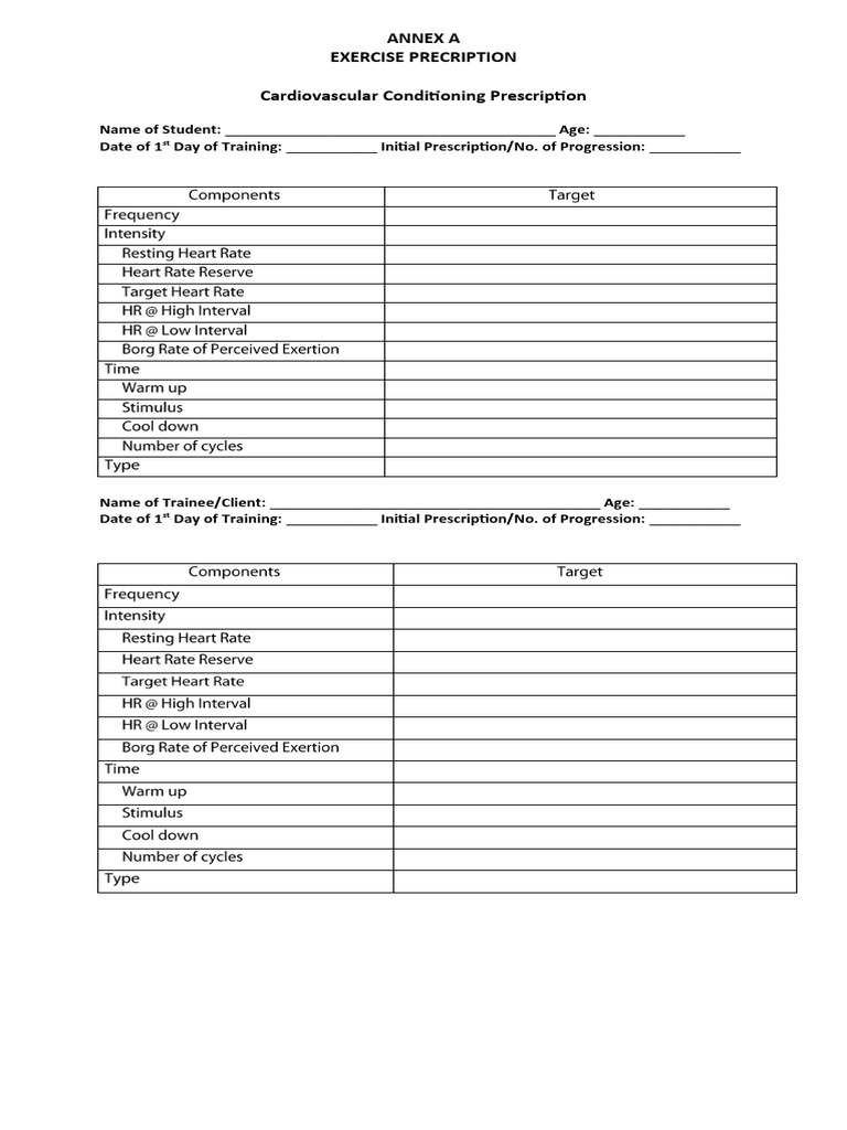 Exercise Prescription Guidelines | PDF