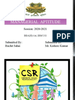 CSR Report on Managerial Aptitude Session 2020-2021